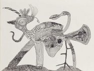 Fabelwesen Filzstift-/Finelinerzeichnung mit dem Titel „Fabelwesen“